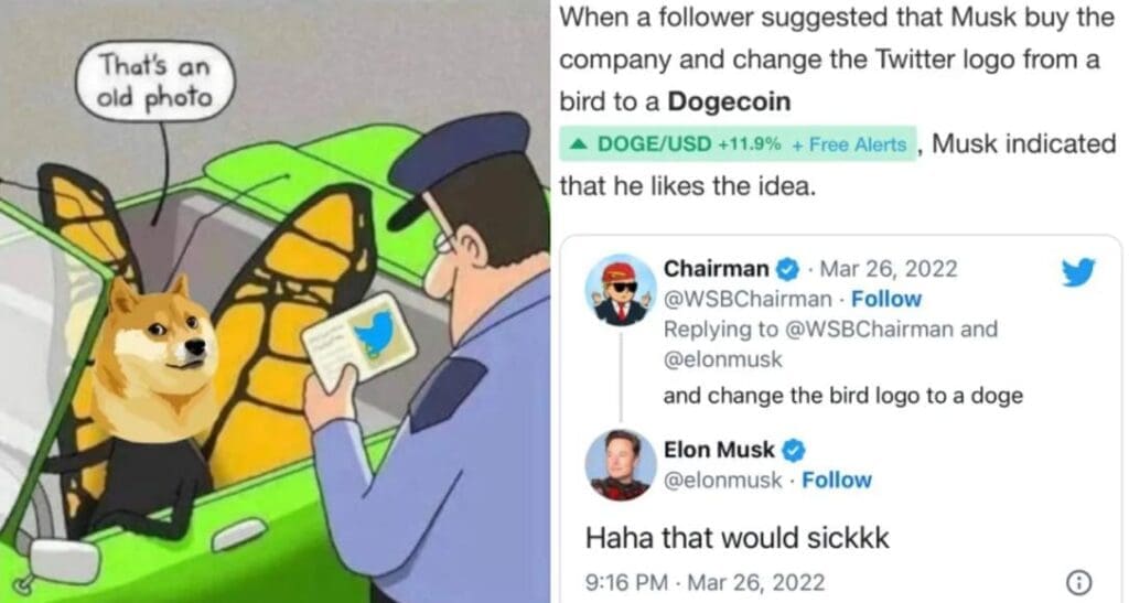 left image is the picture Elon Musk posted with the recent news, second image shows the idea was already submitted by Chairman from twitter months ago.